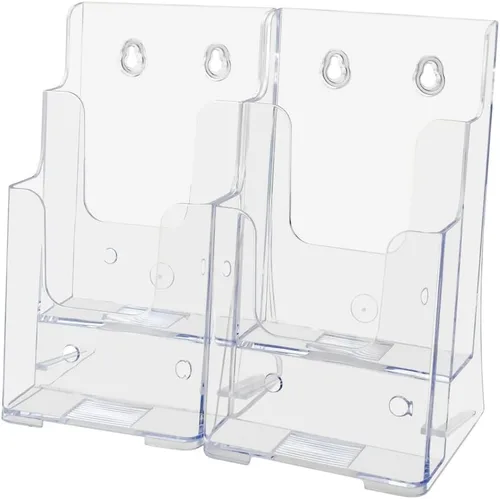 Vista 9 de Marketing Holders Soporte para folletos para tarjetas de estante de 4 pulgadas para colgar múltiples ranuras, todo en uno, pantalla transparente