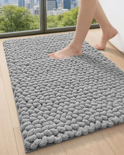 Vista 13 de DEXI Alfombrillas de baño para el baño 16x24, alfombra de baño antideslizante lavable, alfombrilla de baño de chenilla gruesa y suave absorbente