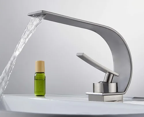 Vista 2 de becola Grifo de Baño Moderno, Válvula de Cerámica de Latón de Arco Bajo para Tocador de Un Solo Orificio, Grifo Mezclador de Agua Caliente y Fría
