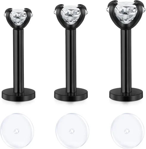 Vista 24 de D.Bella Retenedores de piercing transparentes de 16G para cartílago flexible para hélix, daith, rook, tragus, retenedor de aretes Bioflex, nariz