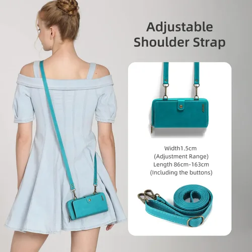 Vista 9 de Compatible con Samsung Galaxy Note 20 Ultra Glaxay Note20 Plus 5G - Funda tipo cartera multifunción 2 en 1 desmontable magnética para teléfono Azul