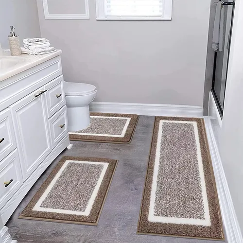 Vista 20 de Pauwer Juego de baño, alfombras de baño antideslizantes, alfombras de ducha absorbentes para suelo de baño, bañera y ducha, color azul aguamarina