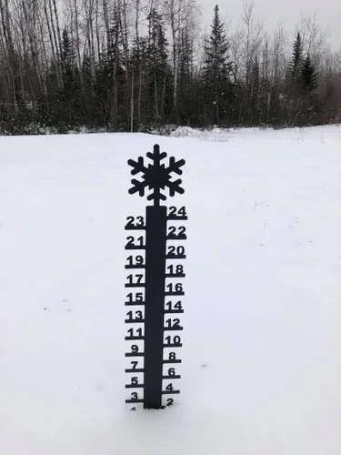 Vista 10 de LiveGo Iron Art - Medidor de nieve de 24 pulgadas, medidor de medición para exteriores, palo de medición de nieve desmontable de metal, estacas