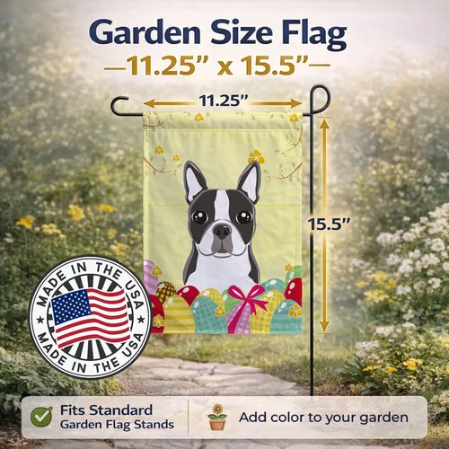 Vista 675 de Caroline's Treasures BB1923GF Bandera decorativa para jardín con diseño de Border Collie, para caza de huevos de Pascua, para jardín, jardín, patio