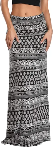 Vista 2 de Urban CoCo - Falda elegante para mujer con elastano cómoda con cintura plegable larga acampanada