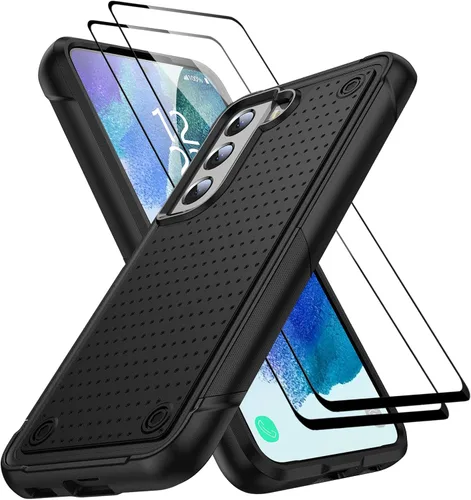 Vista 128 de Jeylly Funda para Samsung Galaxy S10 Plus S10+, ajuste delgado, doble capa, resistente, absorción de golpes, TPU con carcasa trasera de Negro