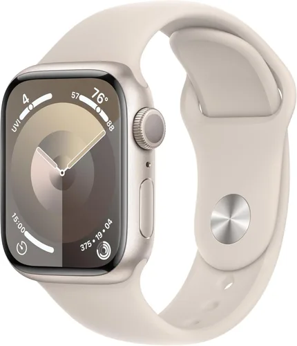 Vista 2 de Apple Watch - Serie 7 con GPS + celular y caja de aluminio Starlight de 1.61 pulgadas (41mm) con correa deportiva Starlight, tamaño regular