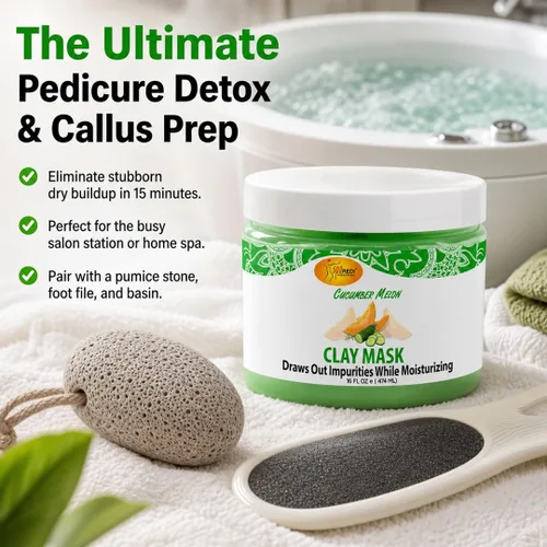 Vista 4 de SPA REDI Máscara híbrida de arcilla para pies – Exfoliación de callos y pedicura desintoxicante para pies ásperos y secos Bentonita, piedra pómez