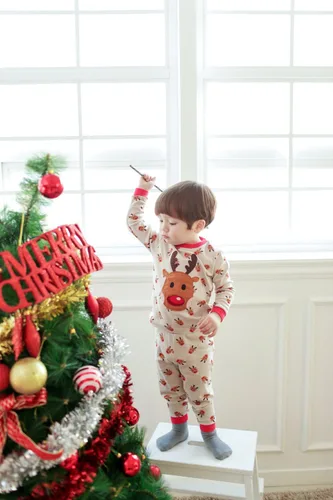Vista 111 de VAENAIT BABY Infant Toddler Kids Adult Couple Family Matching Women Men Christmas Pjs Xmas Holiday Buffalo Plaid Pajama Set