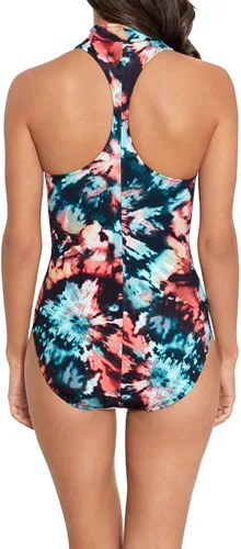 Vista 4 de MagicSuit Women's Swimwear Scuba Coco High Neck Racerback Underwire Zip One Piece Swimsuit