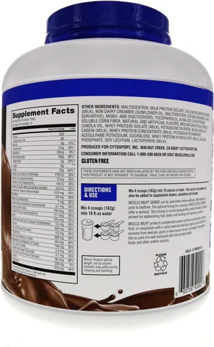Vista 3 de Muscle Milk Gainer Proteína en Polvo, Chocolate, 32g Proteína, 5 Libras