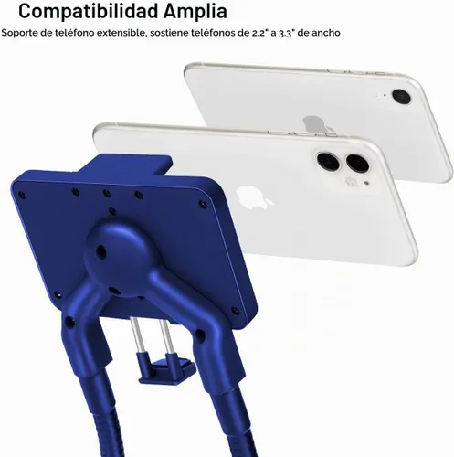 Vista 3 de B-Land Soporte para teléfono celular, soporte universal para teléfono móvil, soporte perezoso, soporte de montaje flexible de bricolaje con Azul