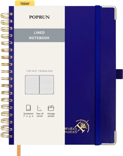 Vista 17 de POPRUN Cuaderno A5 con espiral, 120GSM, tapa dura, color negro