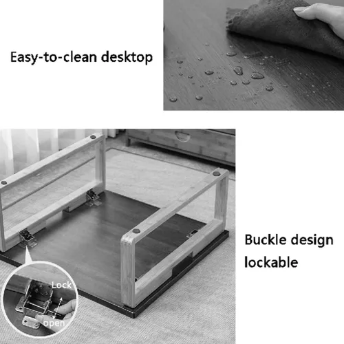 Vista 7 de Mesa baja plegable multifunción de bambú estilo japonés, mesa de té cuadrada con patas plegables, mesa de comedor pequeña plegable para el hogar