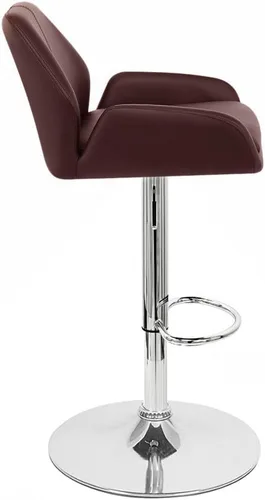 Vista 3 de Modern Home Tesla - Taburete de bar/mostrador de altura ajustable contemporáneo, de cuero, base cromada/reposapiés (espresso)