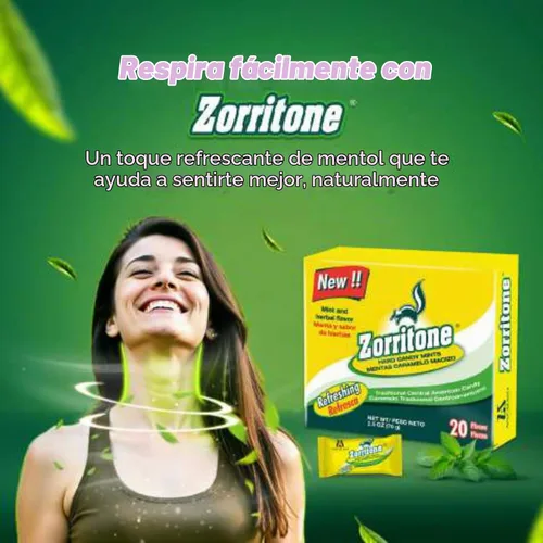 Vista 5 de Zorritone Mentas de caramelo, Sabor a menta y hierbas, 20 pastillas por caja, 3 Cajas