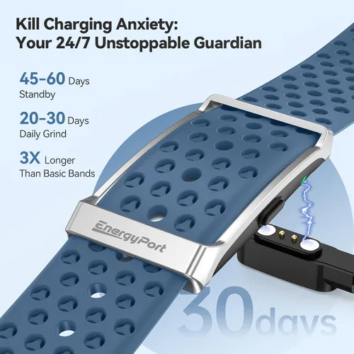 Vista 4 de EnergyPort Smart Bracelet with Blood Oxygen/Blood Pressure Monitor, 60-Day Battery Health Fitness Tracker with 2 Bands,Lifetime Membership,Activity
