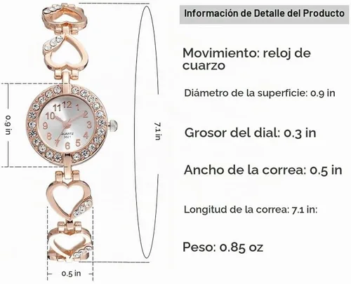 Vista 4 de ADSBIAOYE Reloj de pulsera de diamantes de lujo para mujer - Elegante correa de acero inoxidable hueco formal 01 oro rosa.