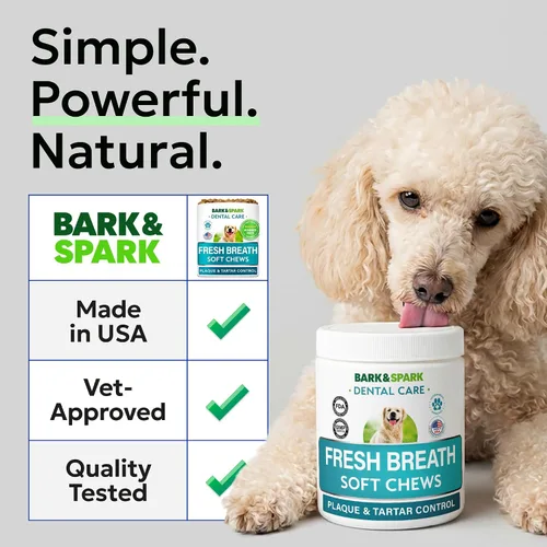 Vista 6 de BARK&SPARK Masticables ambientadores de aliento de dientes de perro Probióticos para ayudar al aliento