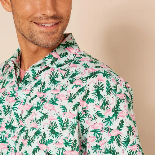 Vista 3 de Tienda Essentials - Camisa para hombre, manga corta, de ajuste regular, estampada