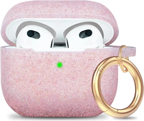 Vista 31 de Compatible con funda AirPods Pro 2019, Gawnock Funda de silicona suave y flexible para funda AirPods Pro para mujeres y niñas con llavero (Caqui)