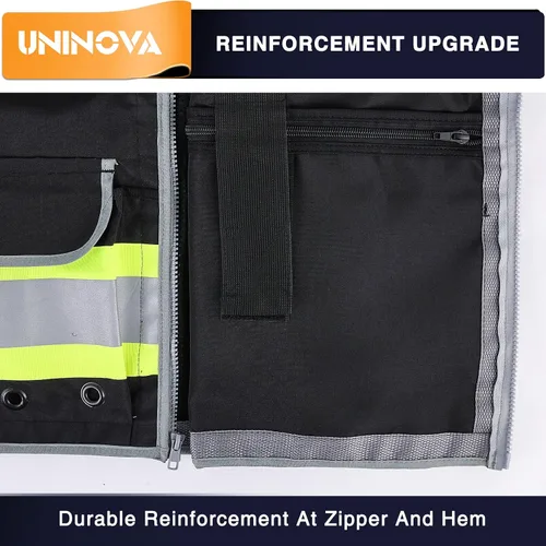 Vista 7 de Surveyor Safety Vest, Reflective High Visibility Vests for Men Class 2 Heavy Duty Work Vests with Pockets and Zipper