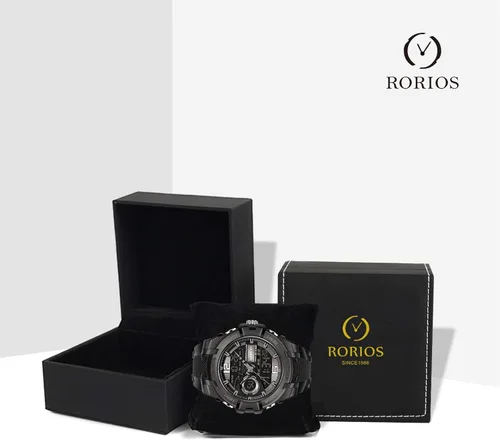 Vista 7 de RORIOS Reloj de cuarzo digital para hombre, reloj de pulsera con temporizador de alarma
