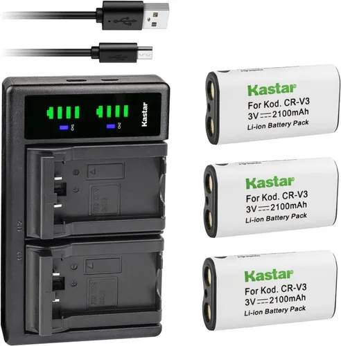 Vista 6 de Kastar CR-V3 LTD2 - Cargador de batería USB para Pentax Optio 43WR, Optio 540, Optio S30, Optio S40, Optio S60, K100D Digital SLR, K110D Digital