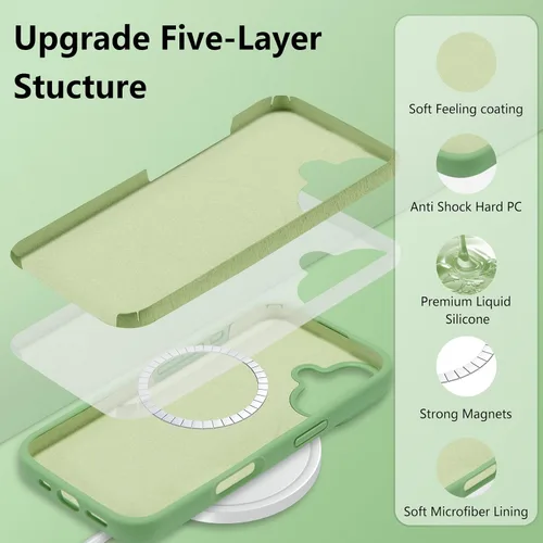 Vista 50 de Funda magnética de silicona para iPhone 13 Pro, color blanco antiguo [Compatible con Magsafe] [Forro de microfibra suave antiarañazos], funda