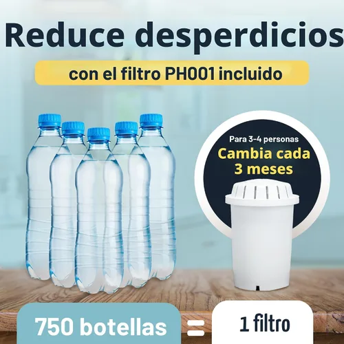 Vista 5 de Invigorated Water Sistema de filtro de dispensador de agua alcalina de vidrio pH Recharge, jarra purificadora de encimera para el hogar y la oficina
