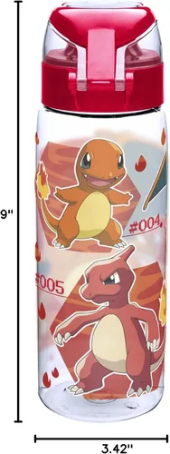 Vista 8 de Zak Designs Zak Designs Pokemon - Botella de agua reutilizable de plástico Tritan con tapa abatible, individual, Pokemon-K951