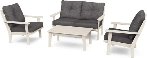 Vista 7 de POLYWOOD® Lakeside - Juego de asientos profundos, caoba/arpillera especiada