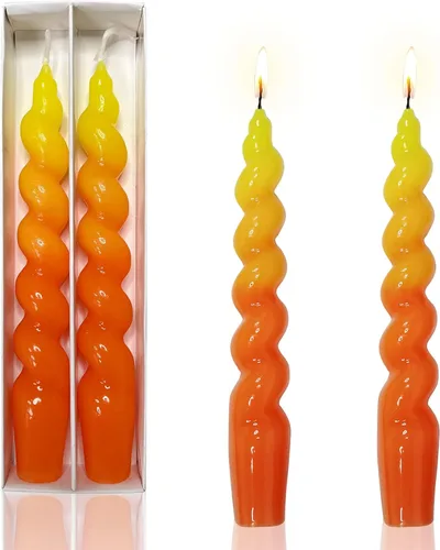 Vista 14 de Candelabros en espiral verde y velas cónicas verdes - Gedengni 7.5 pulgadas Velas cónicas cortas y encantadoras con diseño retorcido, velas sin