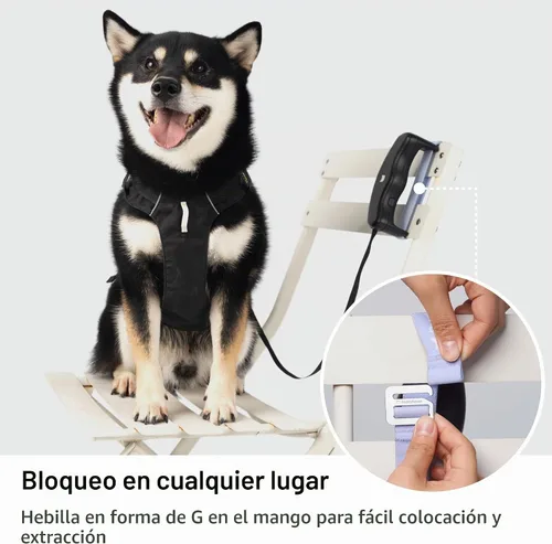 Vista 5 de Correa retráctil para perro de 5.6 pies, ajustable, suave, manos libres, correa retráctil de freno rápido con una sola mano para perros pequeños