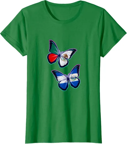Vista 31 de Raíces biculturales de El Salvador y México. Versión mariposa Camiseta, Negro
