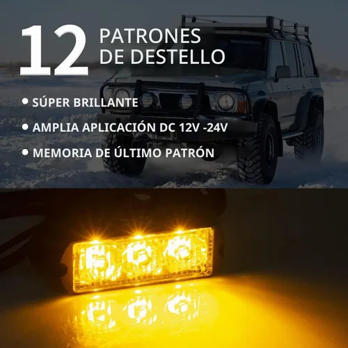 Vista 2 de Purishion - 3 Luces estroboscópicas LED de emergencia, impermeables, color ámbar, 12 diferentes intermitentes para automóvil, SUV, camioneta