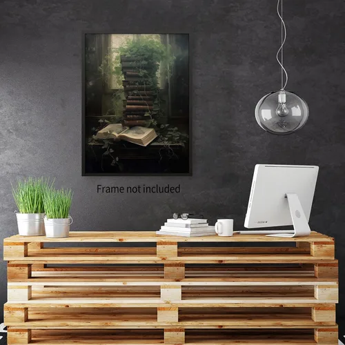 Vista 4 de Cartel de libro gótico de academia oscura vintage de mediados del siglo, arte de pared de lienzo victoriano de medio siglo, impresiones estéticas