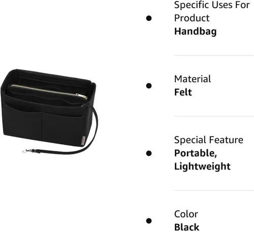 Vista 8 de ZTUJO - Organizador de bolsos de fieltro con cremallera metálica que se adapta a bolsos de mano y tote, especialmente diseñado para bolsos Speedy