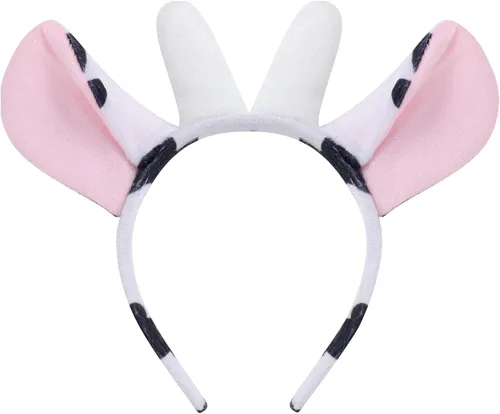 Vista 5 de IMEKIS Disfraz de vaquera occidental para mujer, disfraz de Halloween de vaca + vestido con estampado de vaca + diadema + corbatín para cosplay