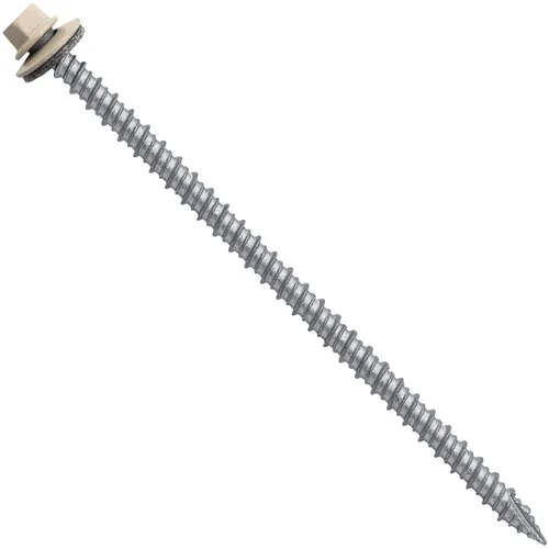 Vista 195 de Tornillos para techos de metal gris ABC 10 x 1 - Cabezal hexagonal - Arandela EPDM - Arandela de arranque automático/roscado - 1 bolsa - 250