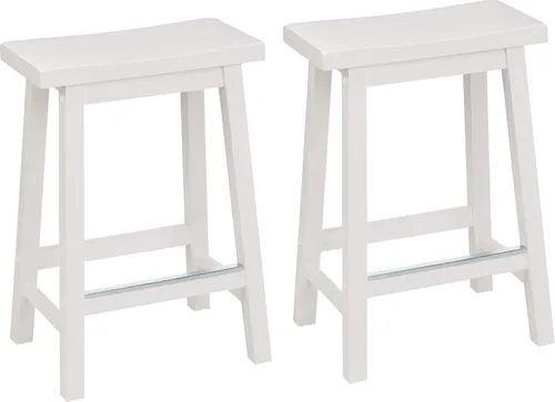Vista 9 de Amazon Basics Taburetes de bar de madera maciza para isla de cocina con reposapiés, 24 pulgadas de altura, negro, juego de 2