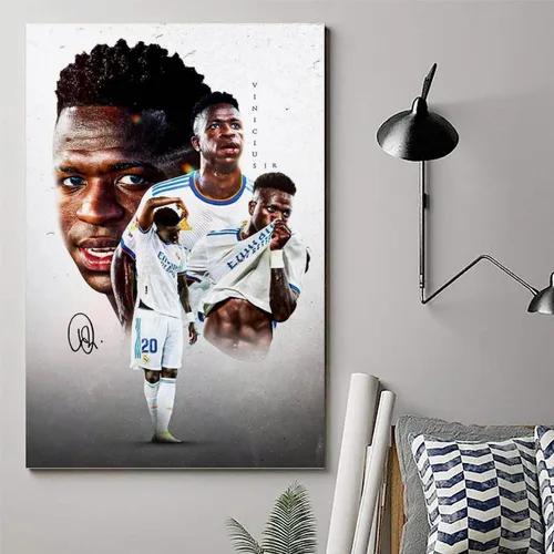 Vista 6 de LOGAUT Vinicius Jr Poster Vini Jr - Póster de fútbol firmado para pared, pintura estética para decoración del hogar, (V5111), sin marco, 24 x 36