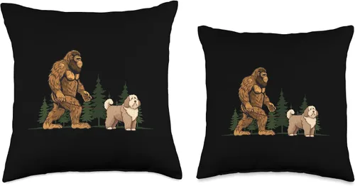Vista 3 de Old English Sheepdog N Bigfoot Funny Old English Sheepdog Bigfoot Walking Dog Mom Dad - Almohada de 16 x 16 pulgadas, multicolor