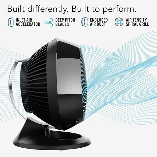 Vista 4 de Vornado Ventilador circulador de aire grande 660 AE para toda la habitación con 4 ajustes de velocidad, funciona con Alexa, barra deslizante cromada
