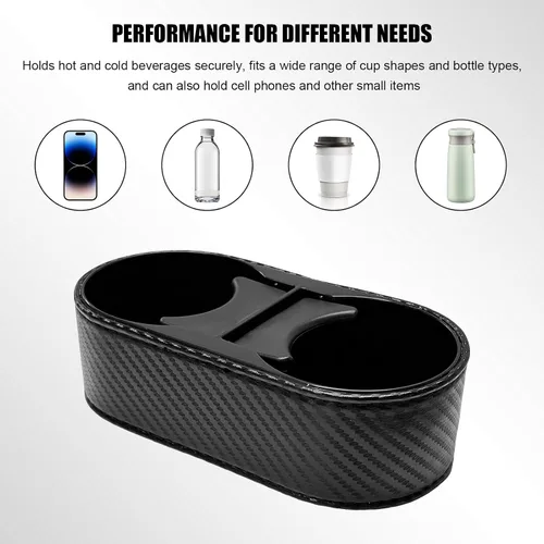 Vista 3 de Portavasos para automóvil, soporte doble para bebidas, organizador de consola central multifuncional, 3 x 7 x 2 pulgadas, organizador de bebidas