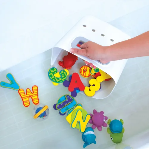 Vista 2 de Nuby Organizador de juguetes para bañera – Organizador de almacenamiento de juguetes de baño con bandeja antideslizante – Diseño de secado rápido