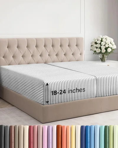 Vista 138 de Sábana bajera ajustable extra profunda Twin XL – Sábana bajera individual de lujo de hotel solamente – Se adapta fácilmente a colchones de 18 a 24