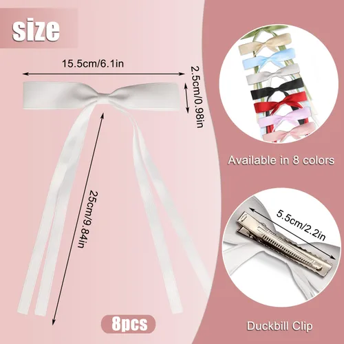 Vista 3 de Pinzas para el pelo con borlas y colas largas, bonitos pasadores de lazo, accesorios para el cabello para niñas y adolescentes, ideales para regalos