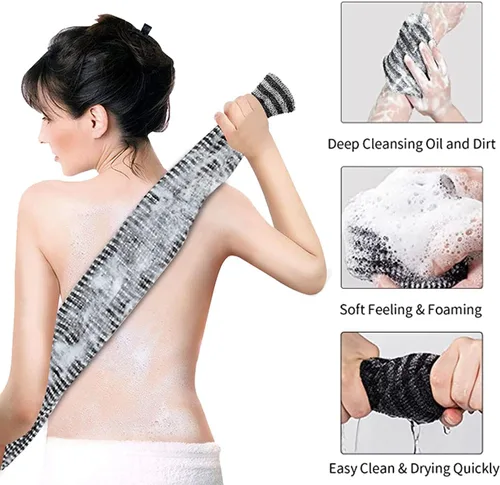 Vista 3 de Yiclick Exfoliante corporal, limpiador de espalda para ducha y baño, paño de lavado japonés, toalla exfoliante para hombres y mujeres, exfoliante