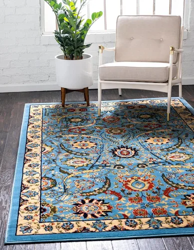 Vista 22 de Unique Loom Espahan Collection - Alfombra de área Cape Cod (2 pies 2 pulgadas x 3 pies 1 pulgada, rectangular, azul/negro)